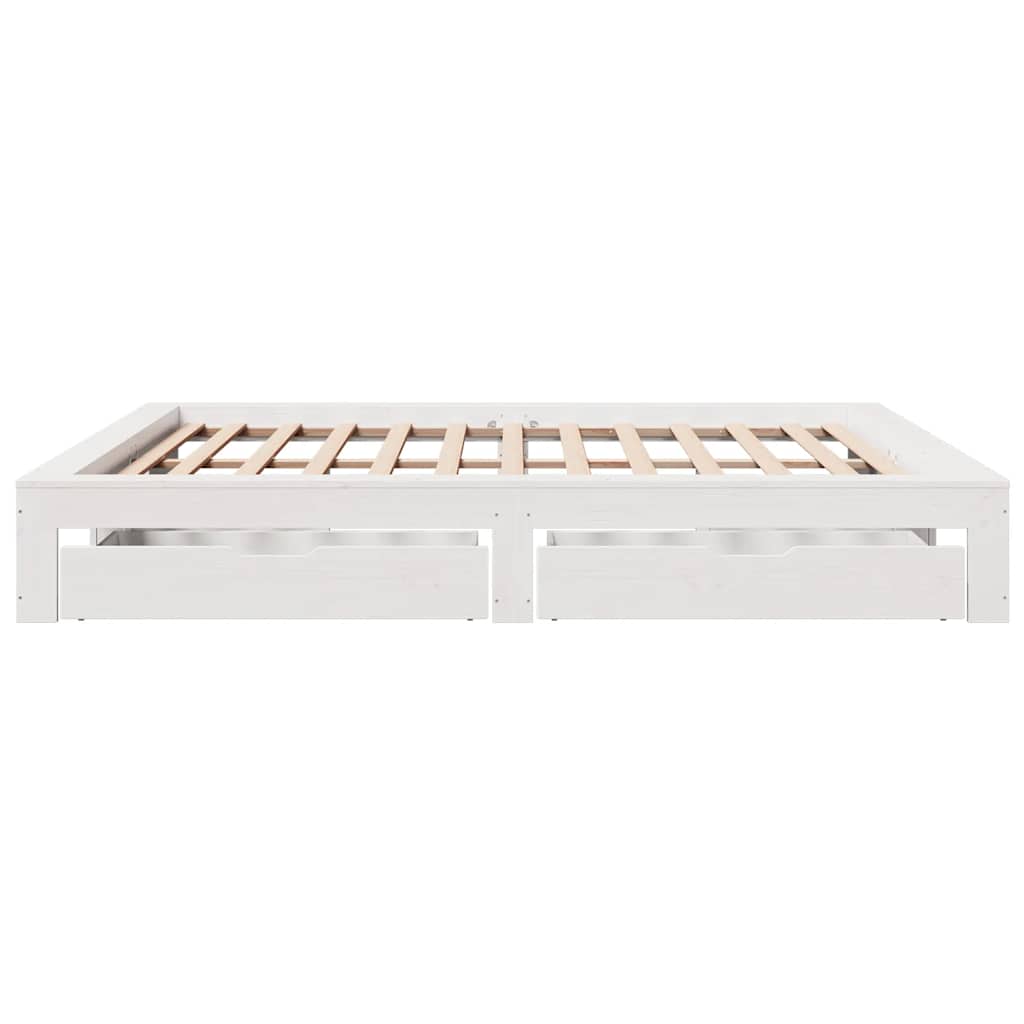 Cadre de lit sans matelas blanc 180x200 cm bois massif de pin - XIOS