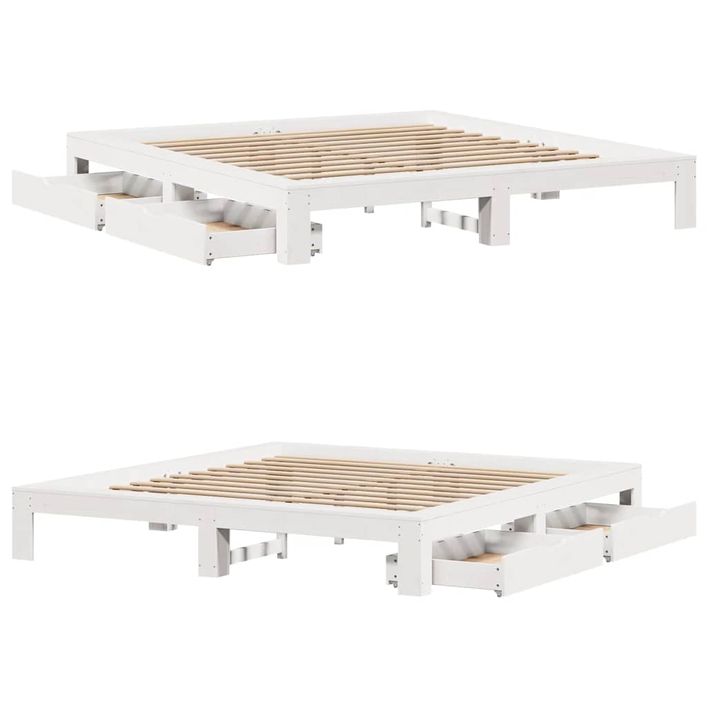 Cadre de lit sans matelas blanc 180x200 cm bois massif de pin - XIOS