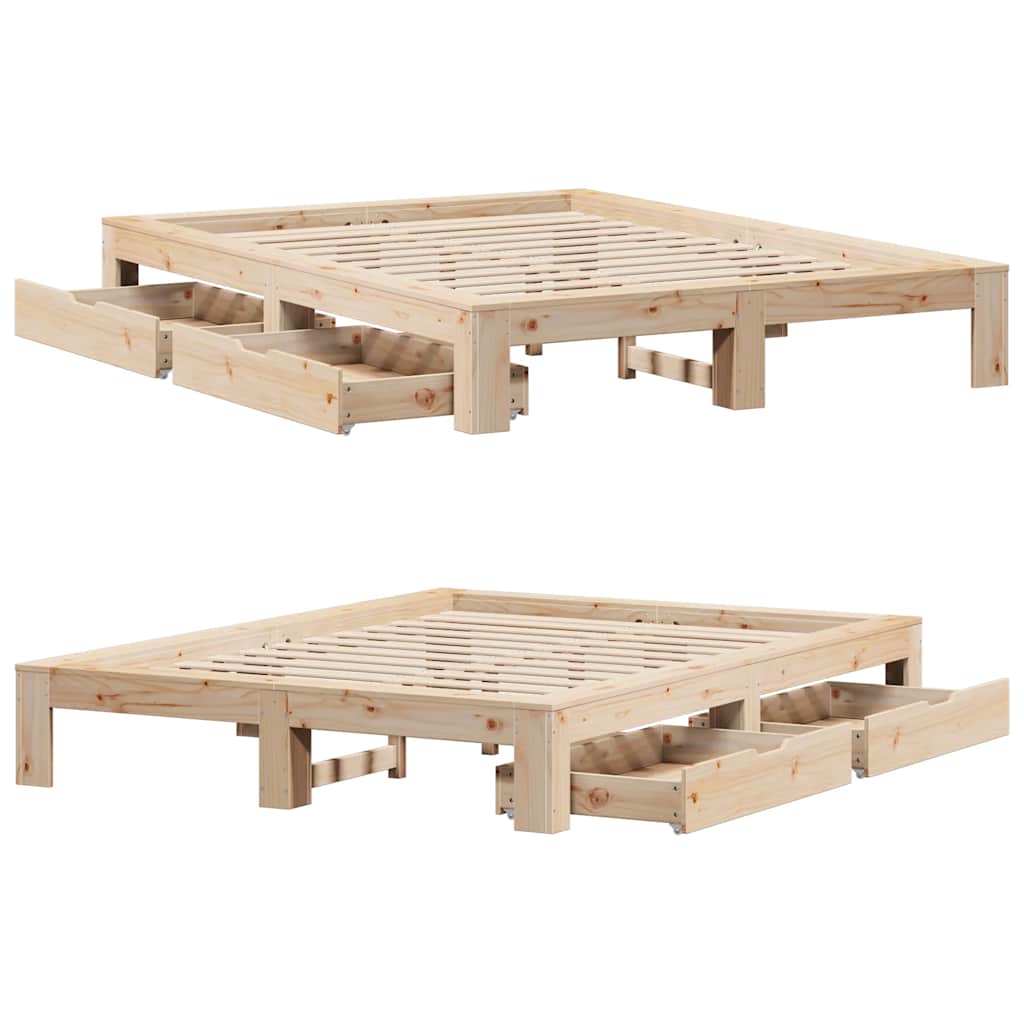 Cadre de lit sans matelas 160x200 cm bois massif de pin - XIOS