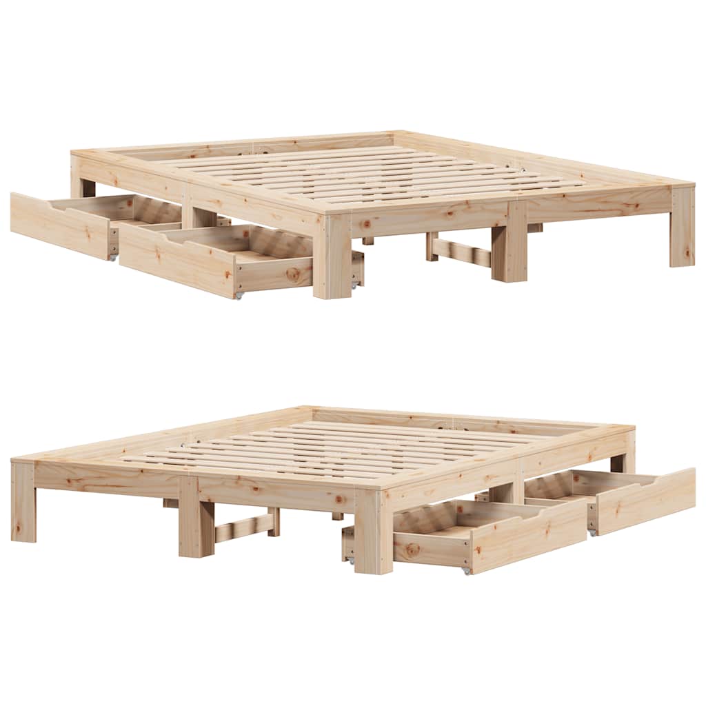 Cadre de lit sans matelas 150x200 cm bois de pin massif - XIOS