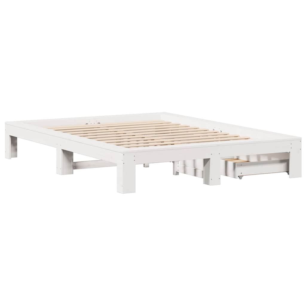 Cadre de lit sans matelas blanc 150x200 cm bois de pin massif - XIOS