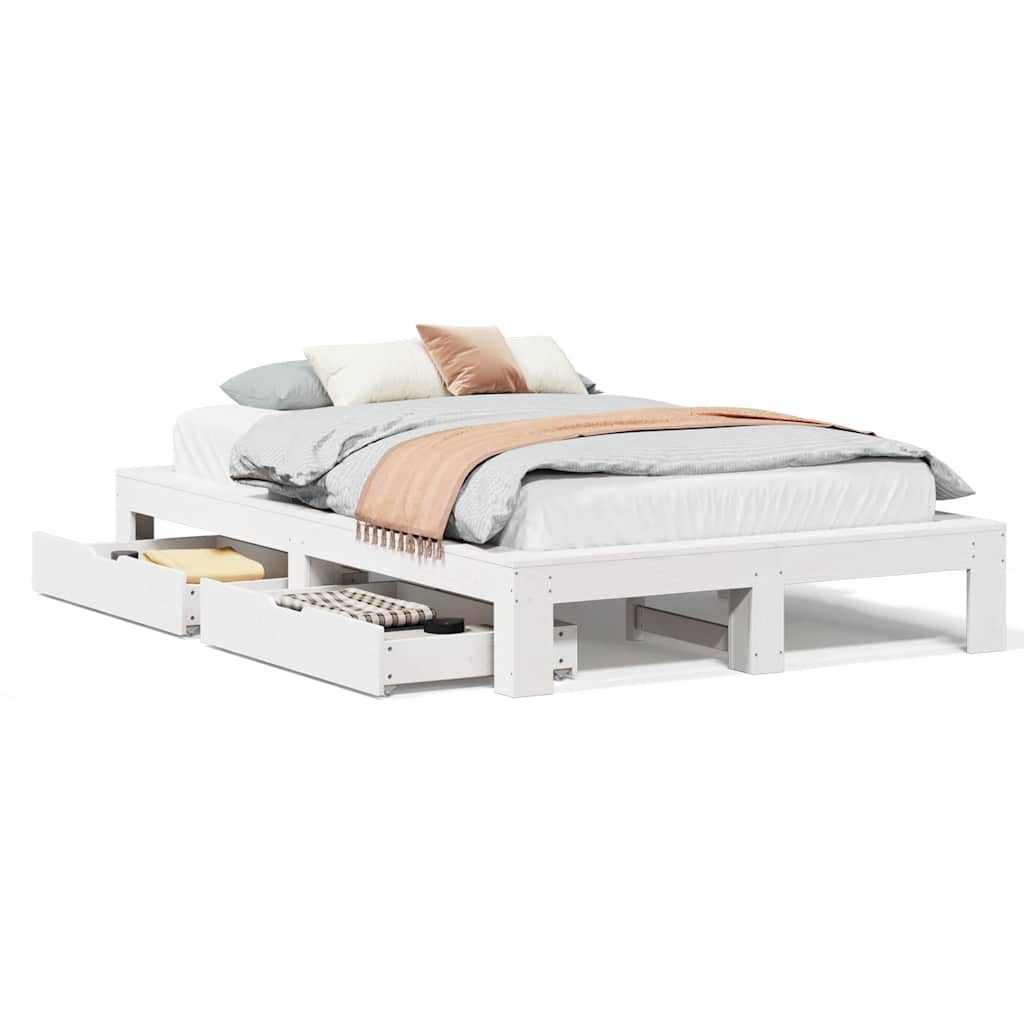 Cadre de lit sans matelas blanc 120x200 cm bois de pin massif - XIOS