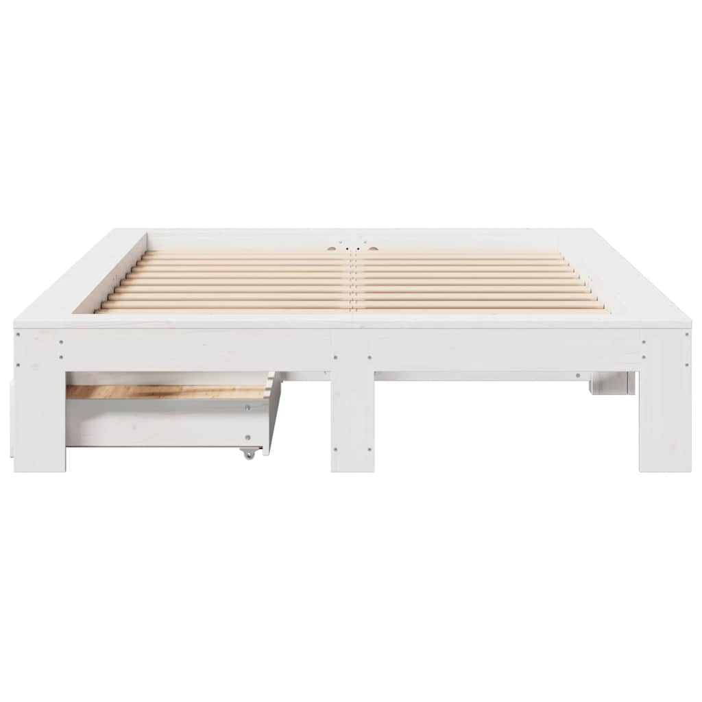 Cadre de lit sans matelas blanc 120x200 cm bois de pin massif - XIOS