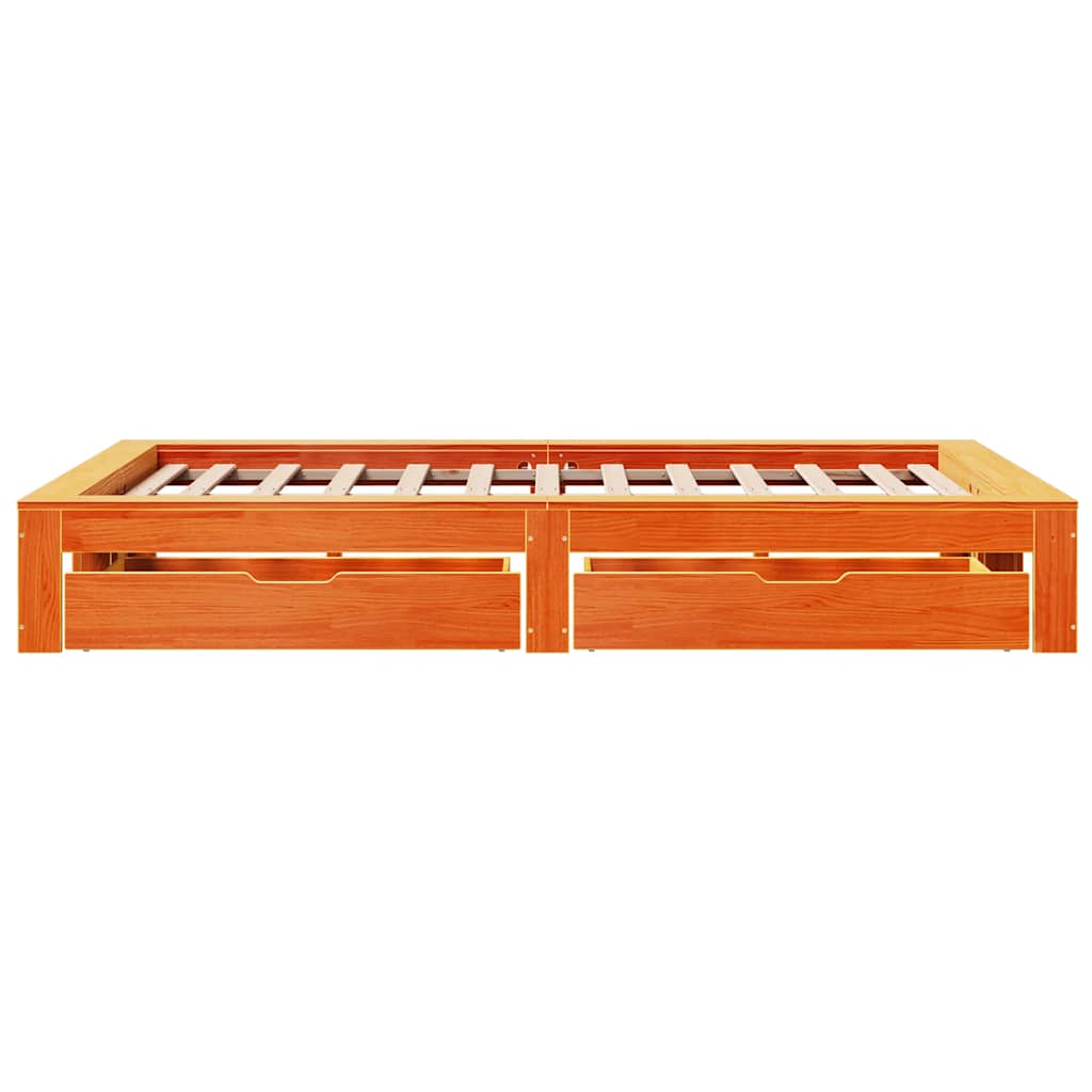Cadre de lit sans matelas cire marron 120x200cm bois pin massif - XIOS