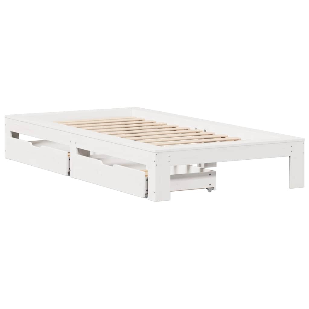 Cadre de lit sans matelas blanc 100x200 cm bois de pin massif - XIOS