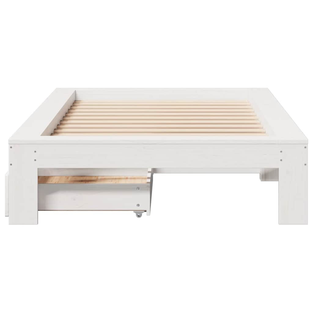 Cadre de lit sans matelas blanc 100x200 cm bois de pin massif - XIOS