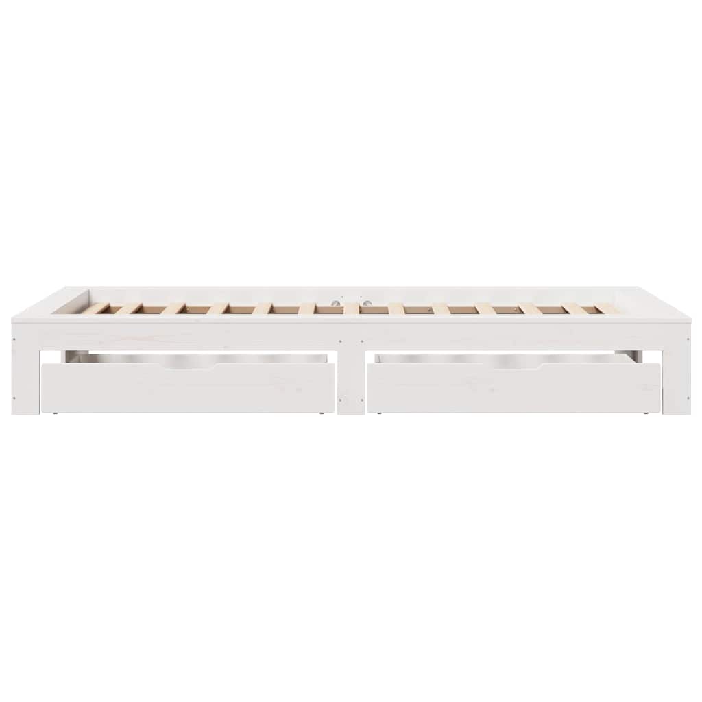 Cadre de lit sans matelas blanc 100x200 cm bois de pin massif - XIOS