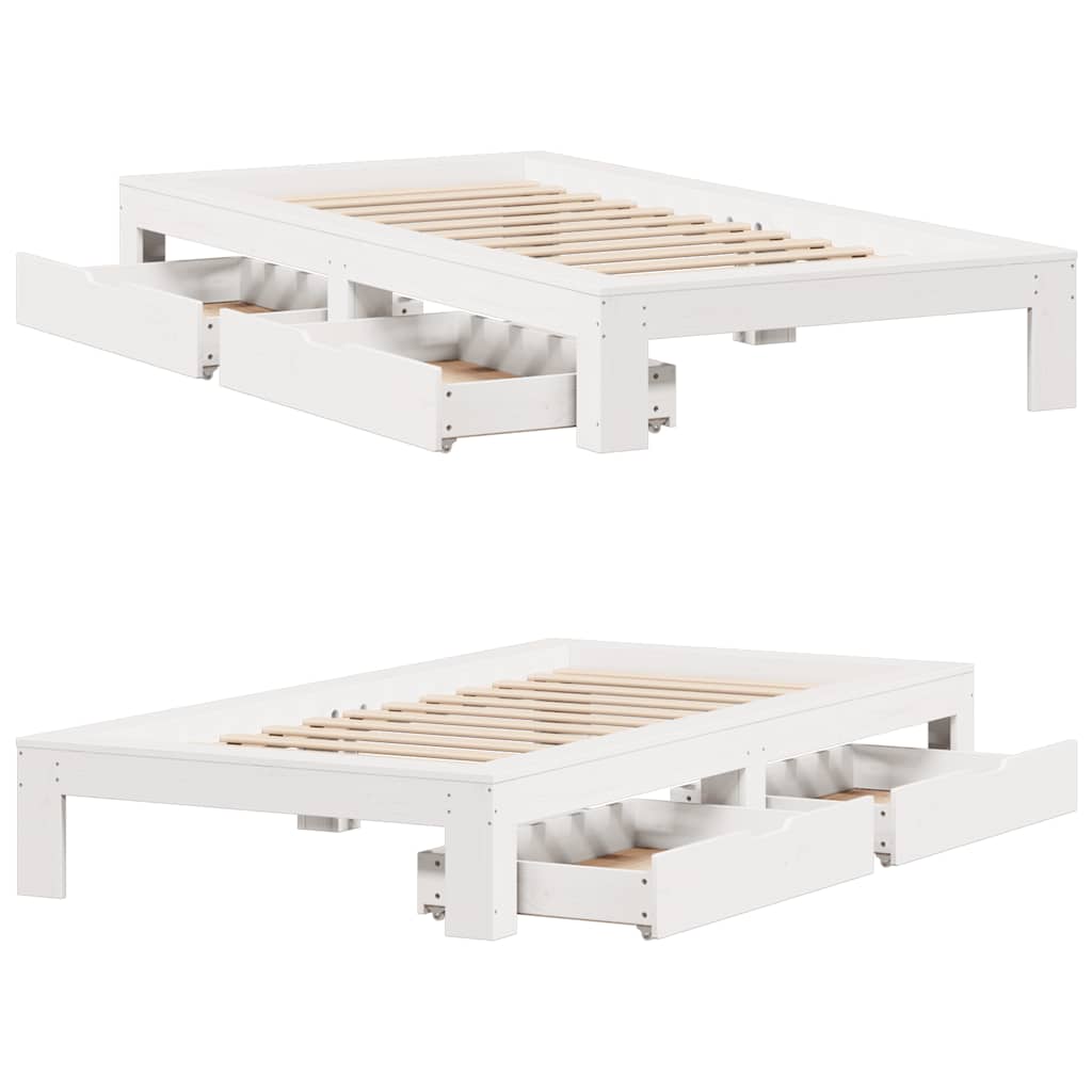 Cadre de lit sans matelas blanc 100x200 cm bois de pin massif - XIOS