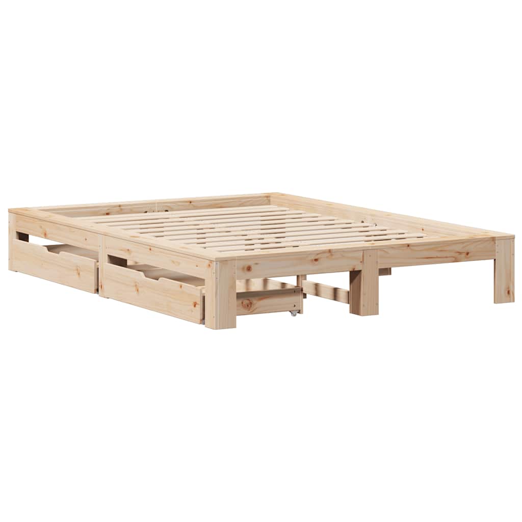 Cadre de lit sans matelas 140x190 cm bois de pin massif - XIOS