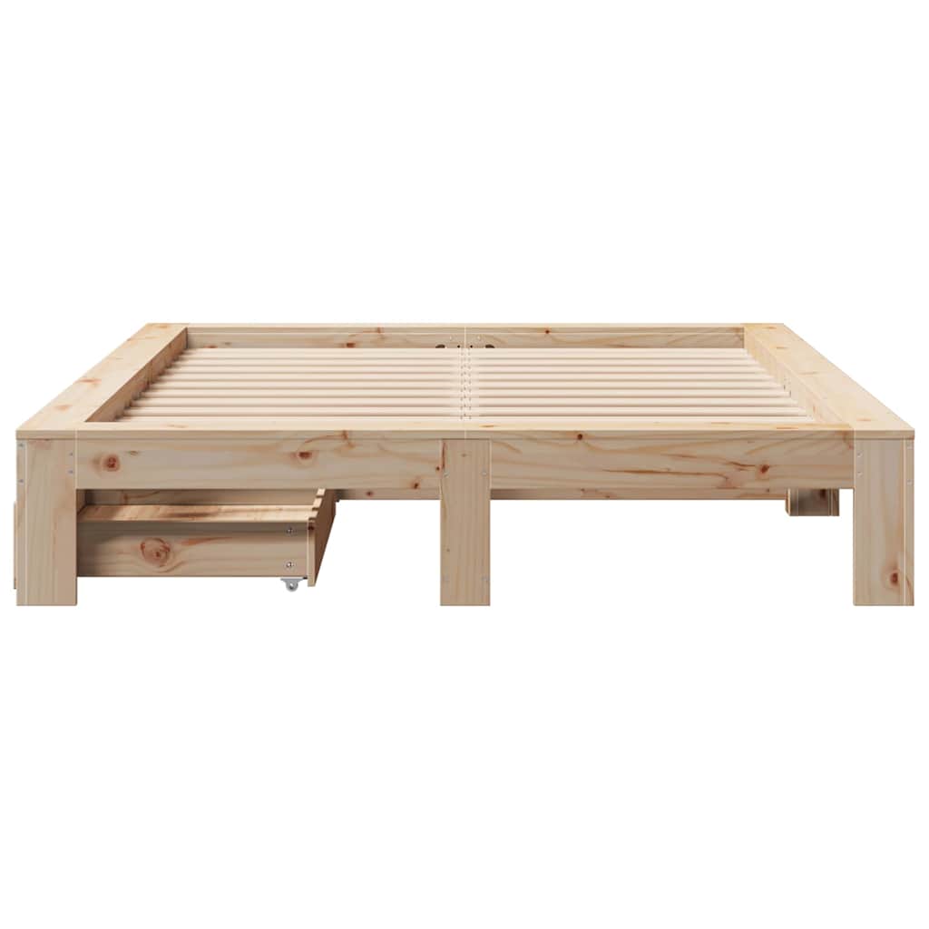 Cadre de lit sans matelas 140x190 cm bois de pin massif - XIOS