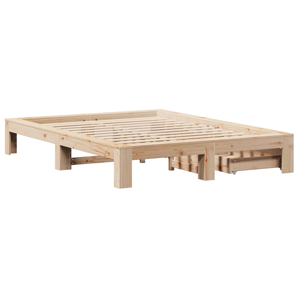 Cadre de lit sans matelas 140x190 cm bois de pin massif - XIOS