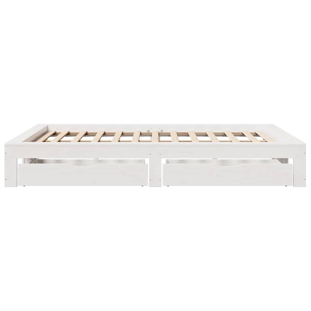 Cadre de lit sans matelas blanc 140x190 cm bois de pin massif - XIOS