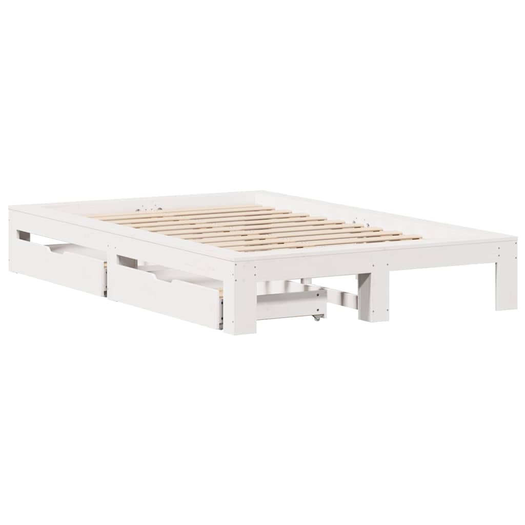 Cadre de lit sans matelas blanc 120x190 cm bois de pin massif - XIOS