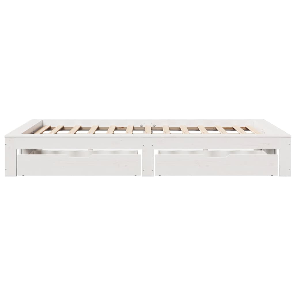 Cadre de lit sans matelas blanc 120x190 cm bois de pin massif - XIOS