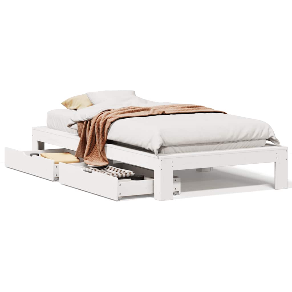 Cadre de lit sans matelas blanc 90x190 cm bois de pin massif - XIOS