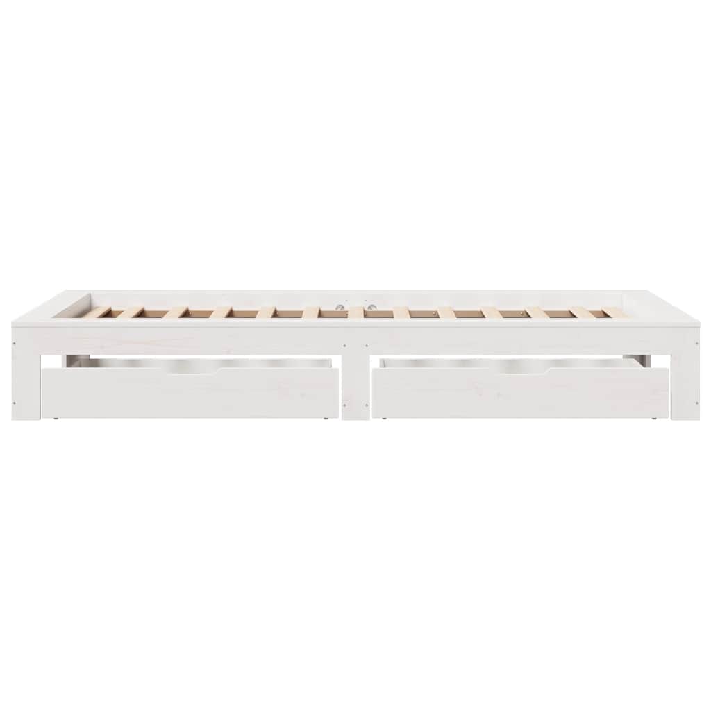 Cadre de lit sans matelas blanc 90x190 cm bois de pin massif - XIOS