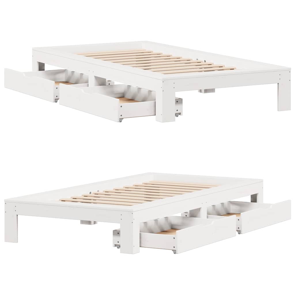 Cadre de lit sans matelas blanc 90x190 cm bois de pin massif - XIOS