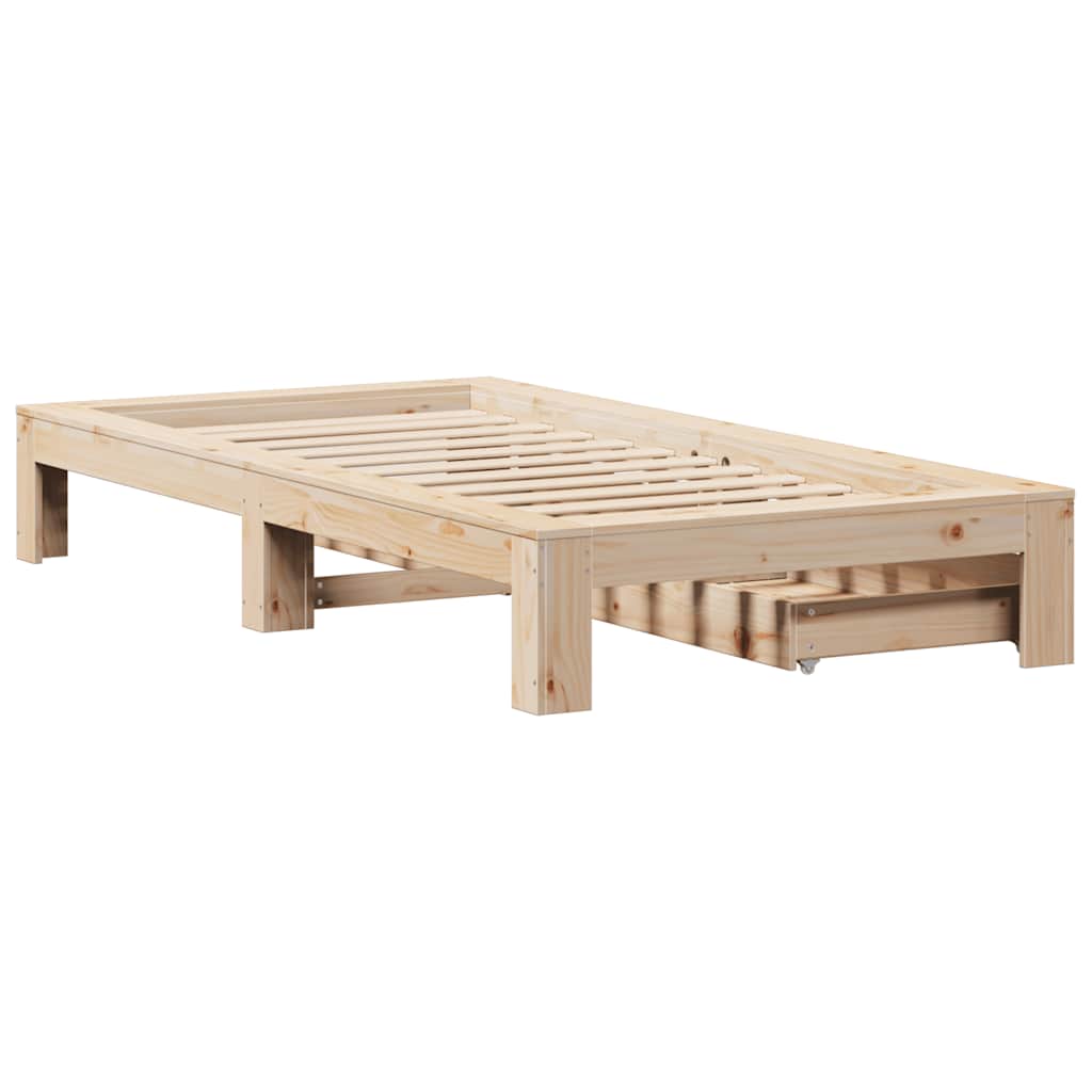 Cadre de lit sans matelas 75x190 cm bois de pin massif - XIOS