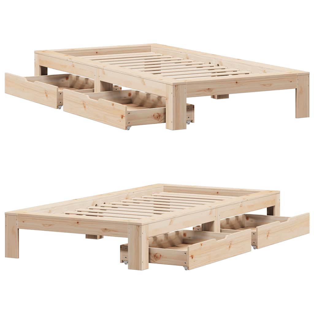Cadre de lit sans matelas 75x190 cm bois de pin massif - XIOS