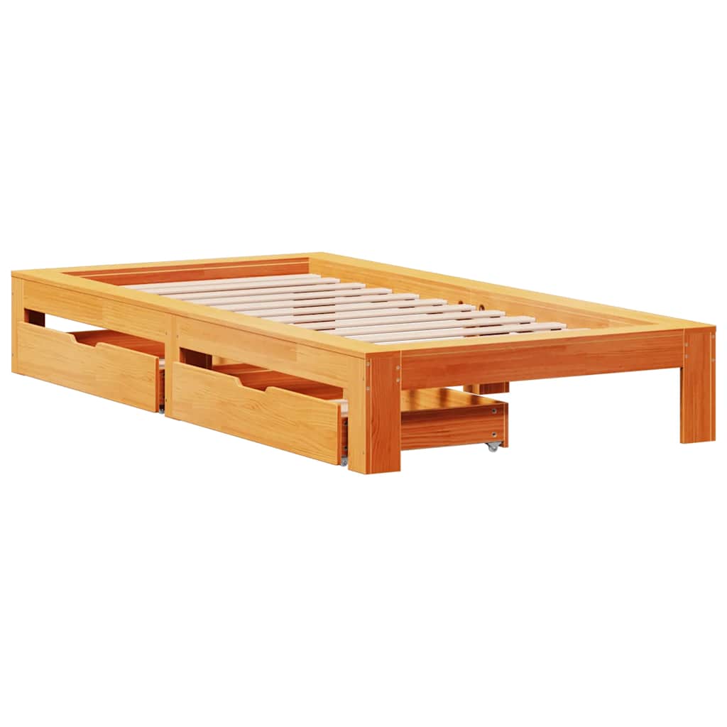 Cadre de lit sans matelas cire marron 75x190 cm bois pin massif - XIOS