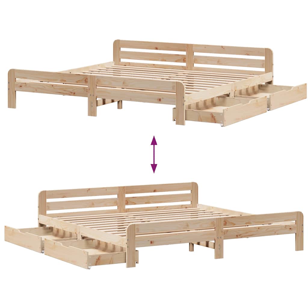 Cadre de lit sans matelas 200x200 cm bois massif de pin - XIOS