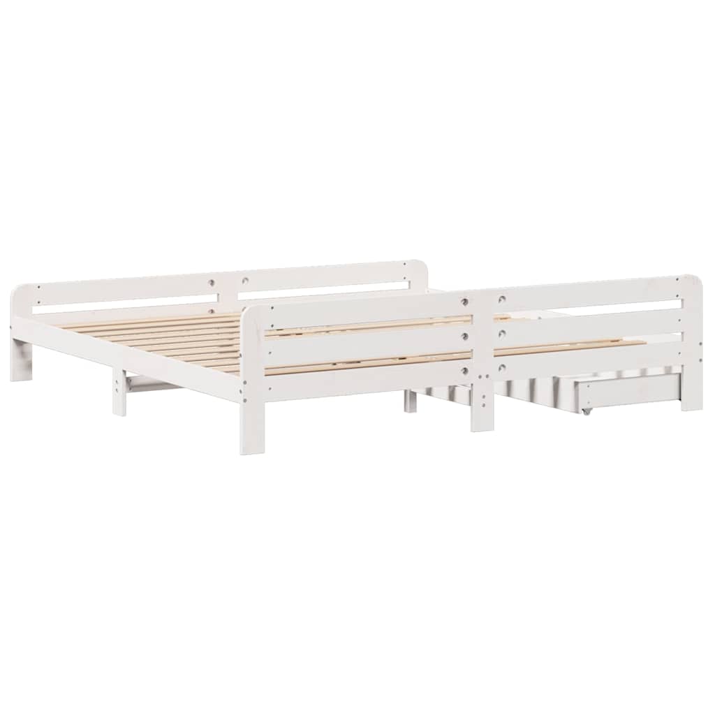 Cadre de lit sans matelas blanc 180x200 cm bois massif de pin - XIOS