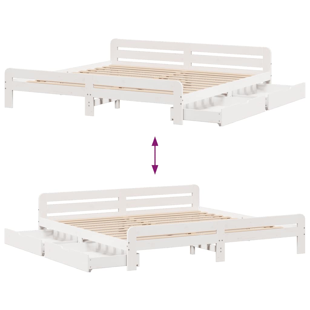 Cadre de lit sans matelas blanc 180x200 cm bois massif de pin - XIOS