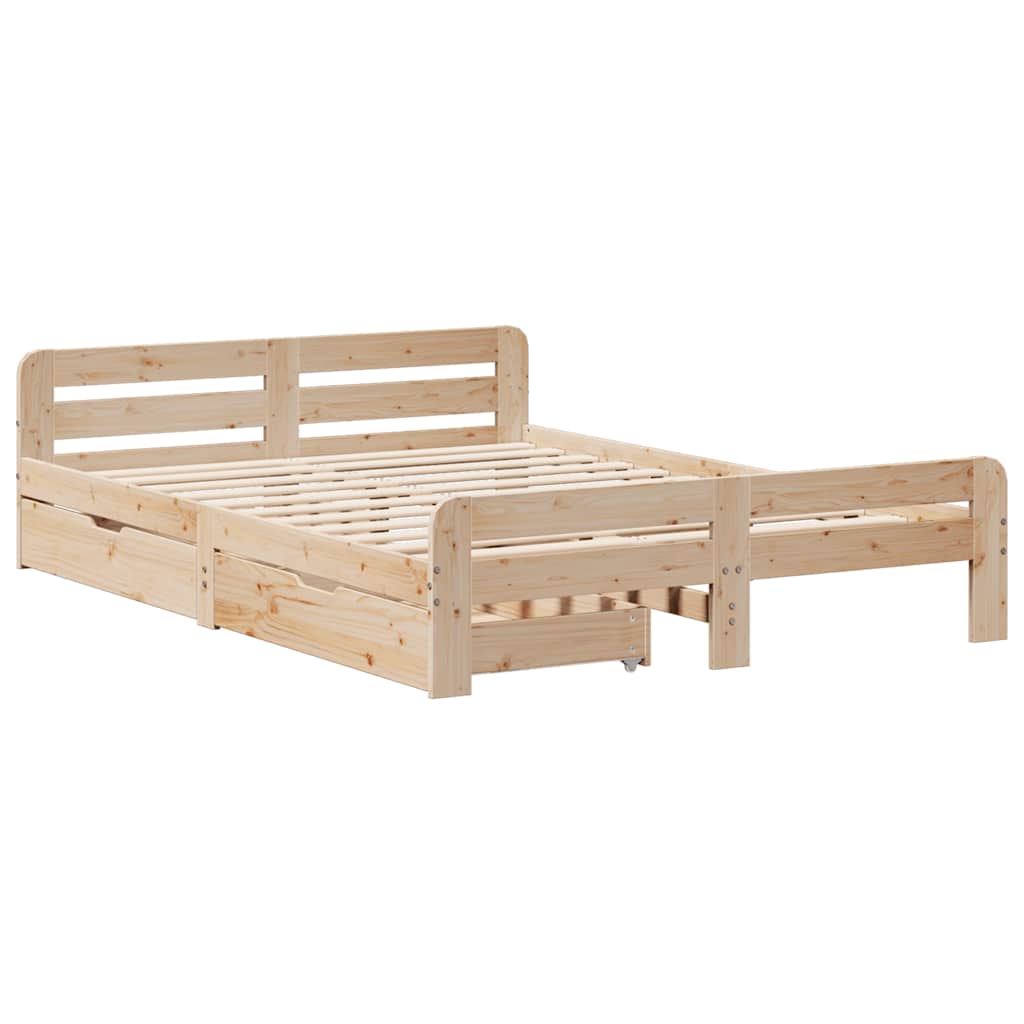 Cadre de lit sans matelas 160x200 cm bois massif de pin - XIOS