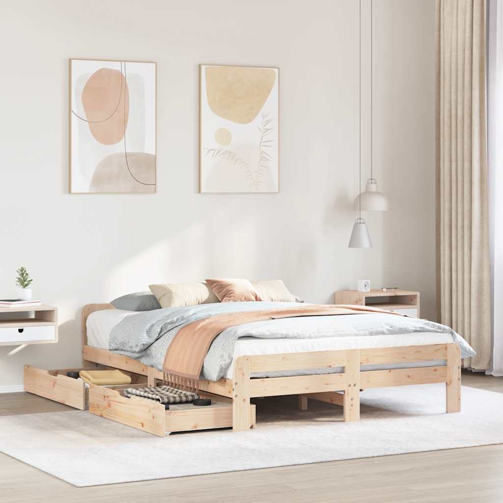 Cadre de lit sans matelas 160x200 cm bois massif de pin - XIOS