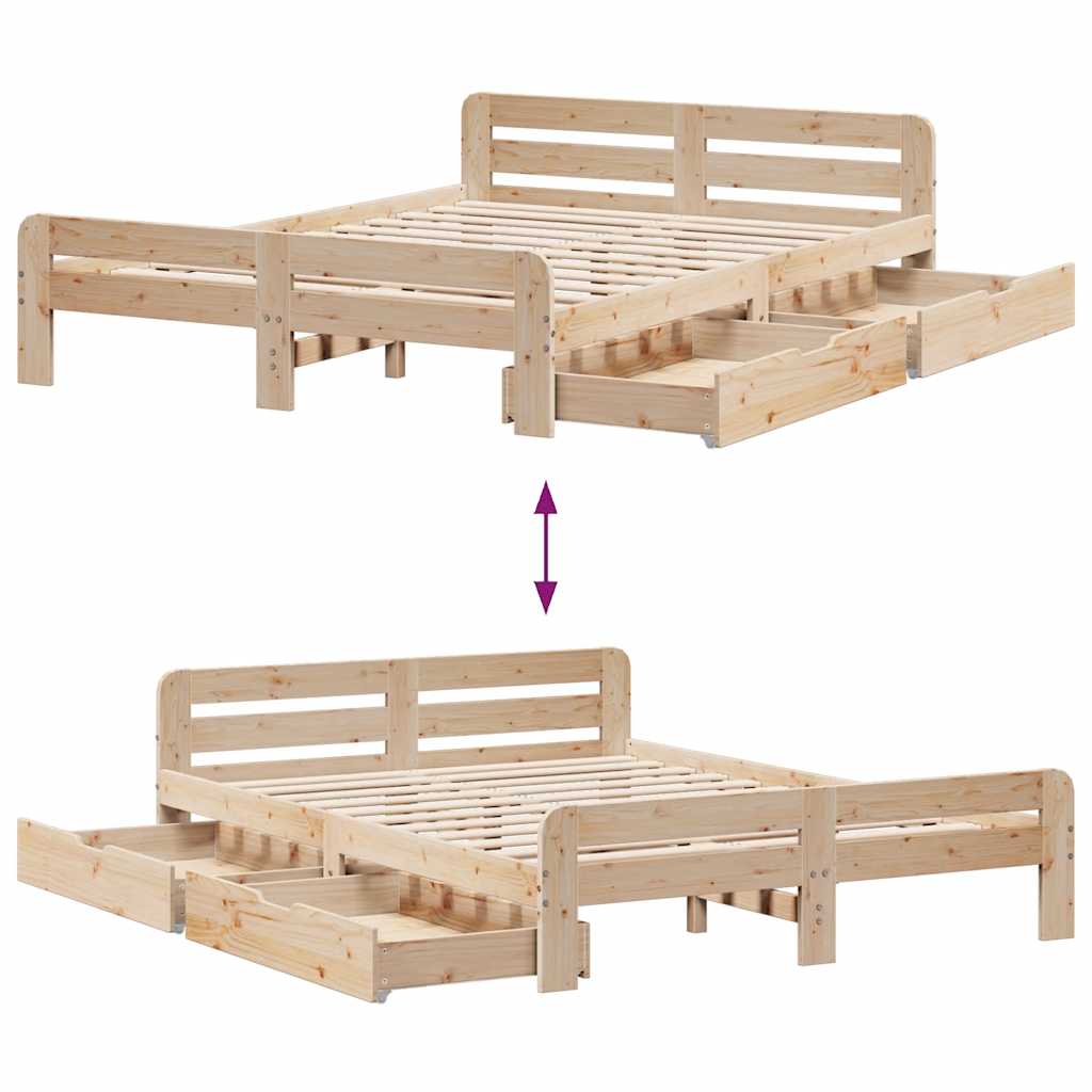 Cadre de lit sans matelas 150x200 cm bois de pin massif - XIOS