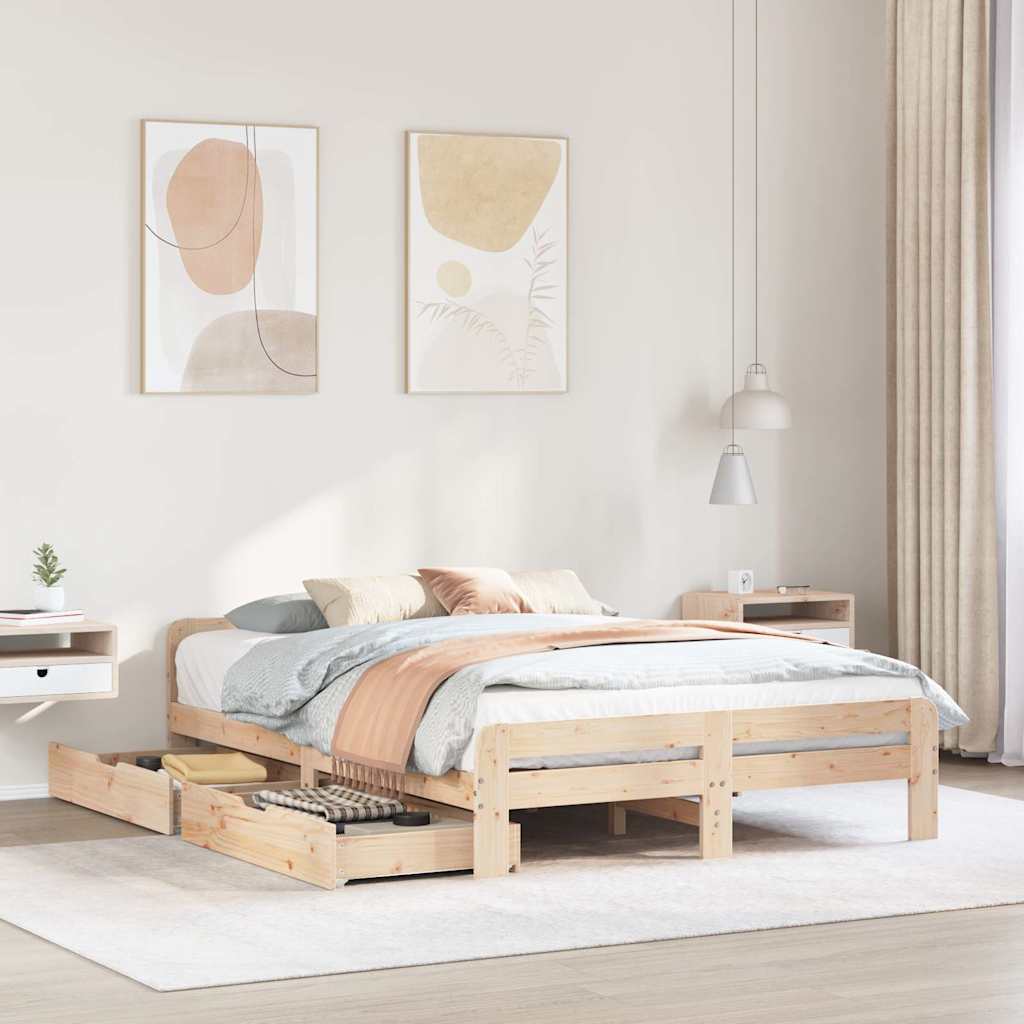 Cadre de lit sans matelas 150x200 cm bois de pin massif - XIOS