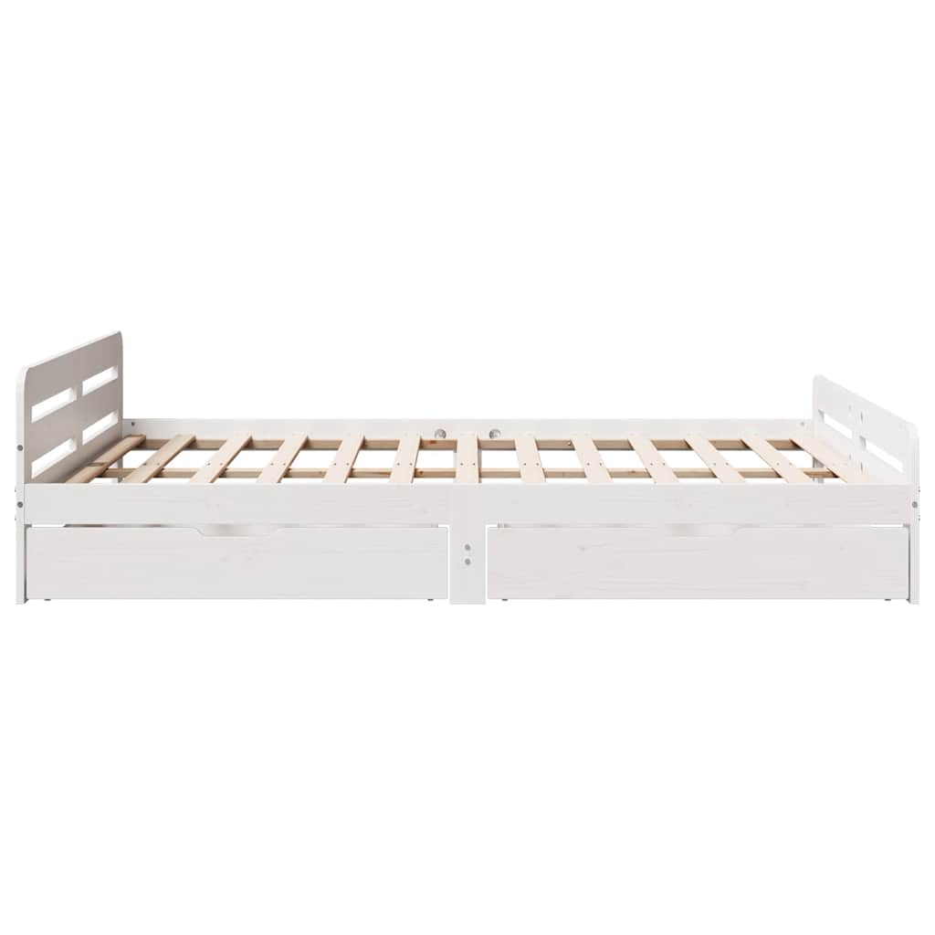 Cadre de lit sans matelas blanc 150x200 cm bois de pin massif - XIOS