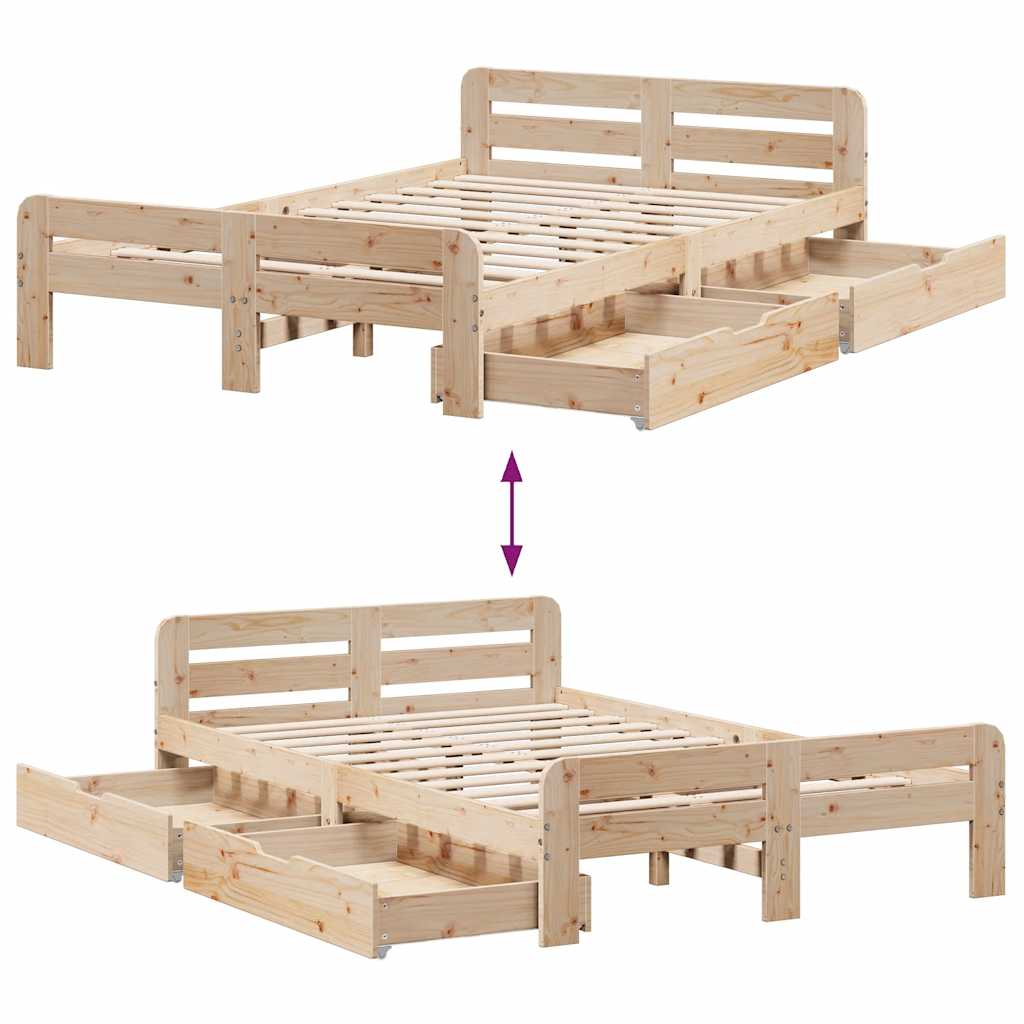 Cadre de lit sans matelas 120x200 cm bois de pin massif - XIOS