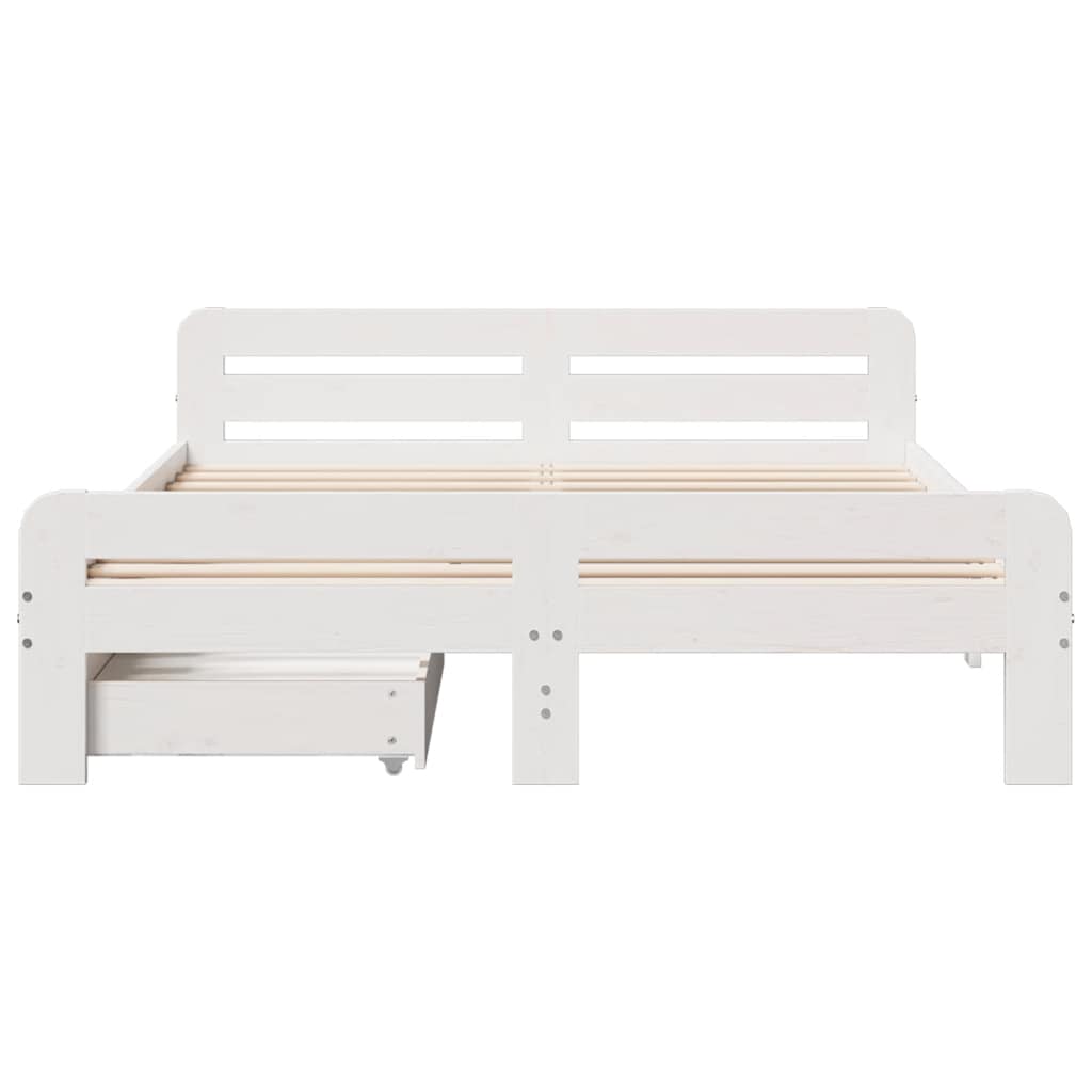 Cadre de lit sans matelas blanc 140x190 cm bois de pin massif - XIOS