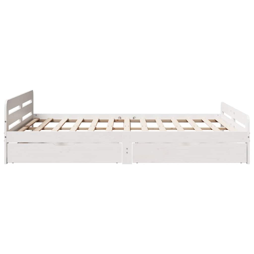 Cadre de lit sans matelas blanc 140x190 cm bois de pin massif - XIOS