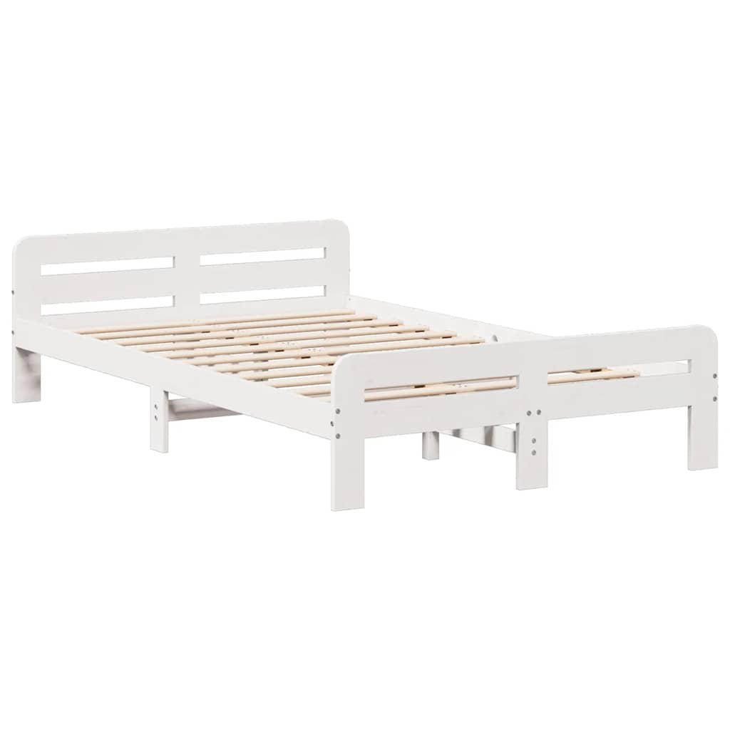 Cadre de lit sans matelas blanc 135x190 cm bois de pin massif - XIOS