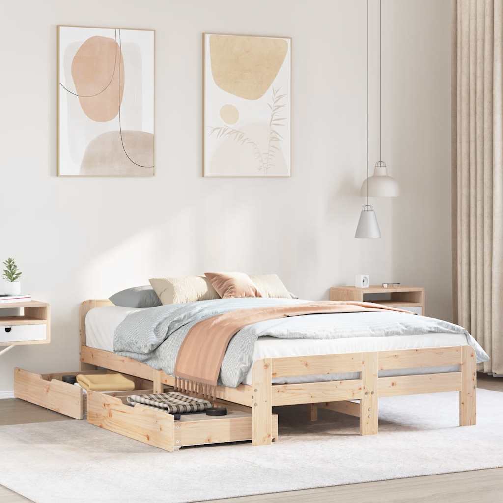 Cadre de lit sans matelas 120x190 cm bois de pin massif - XIOS