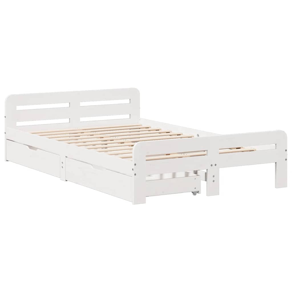 Cadre de lit sans matelas blanc 120x190 cm bois de pin massif - XIOS
