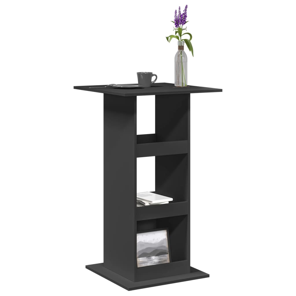Table de bar avec rangement noir 60x60x102 cm bois d’ingénierie - XIOS