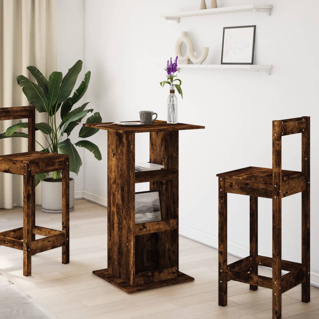 Table de bar avec rangement chêne fumé bois d’ingénierie - XIOS