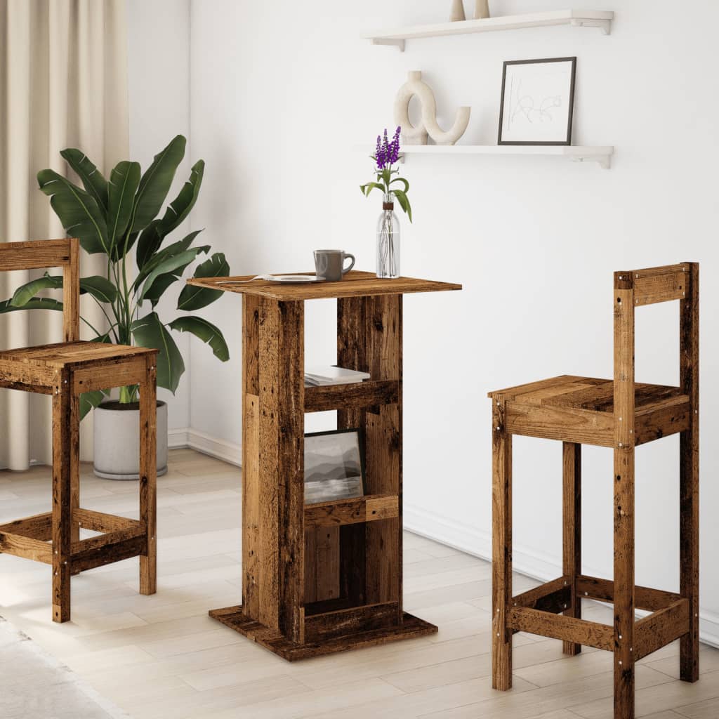 Table de bar avec rangement vieux bois bois d’ingénierie - XIOS