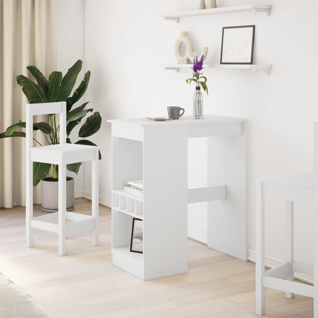Table de bar avec étagères blanc bois d'ingénierie - XIOS