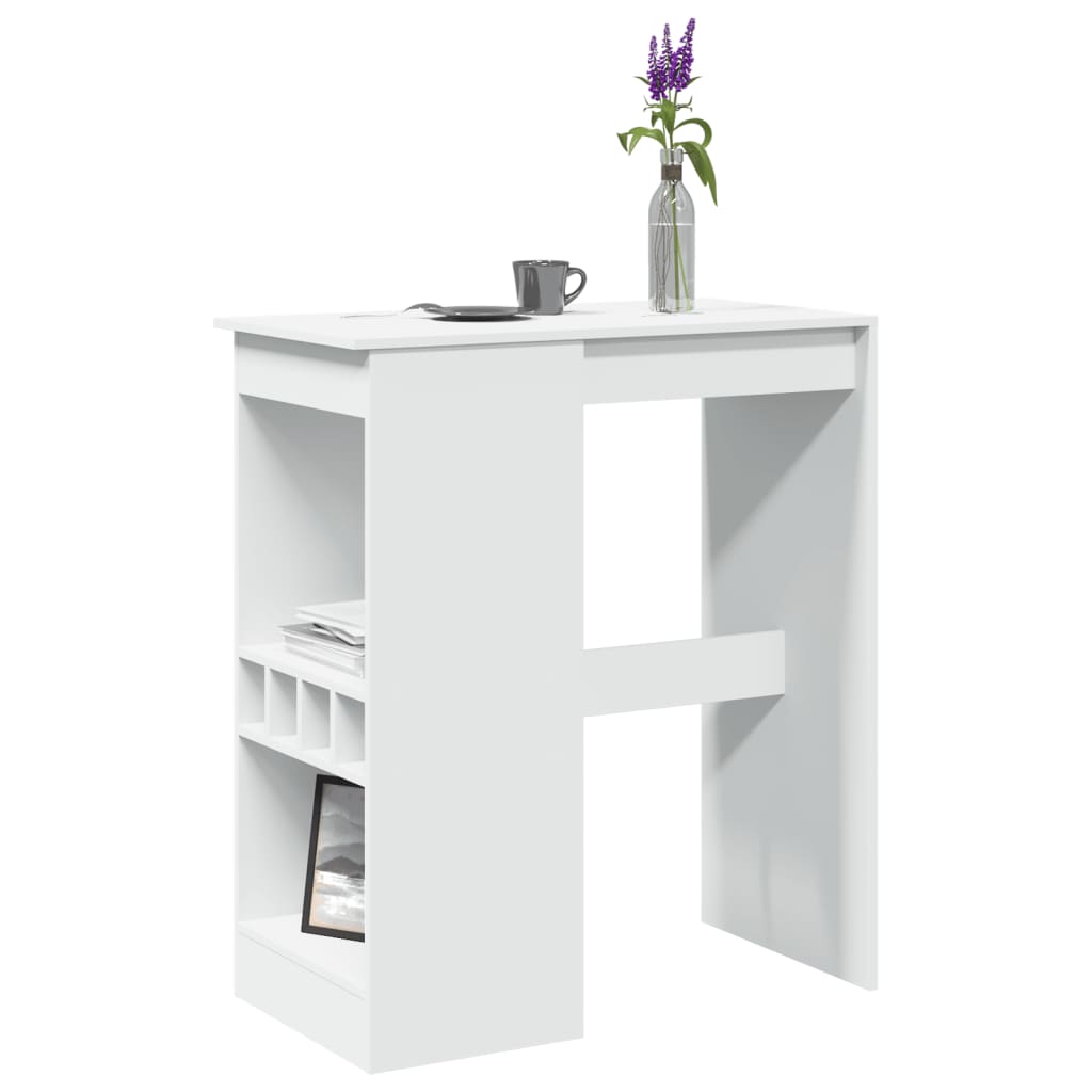 Table de bar avec étagères blanc bois d'ingénierie - XIOS