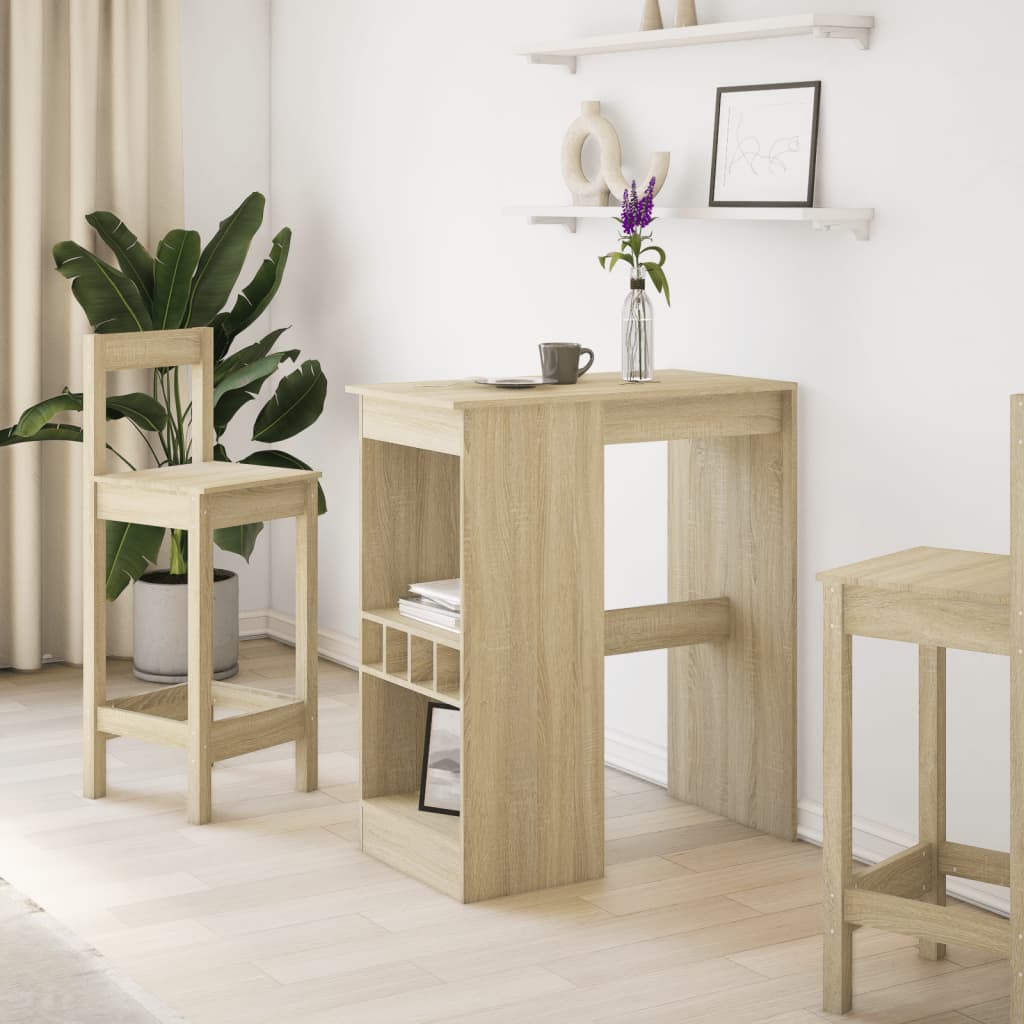 Table de bar avec étagères chêne sonoma bois d'ingénierie - XIOS