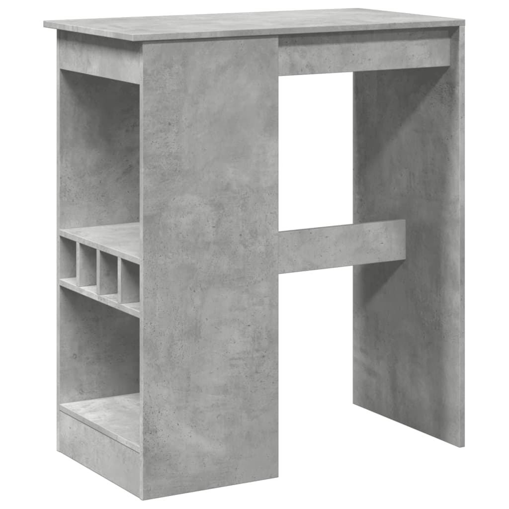 Table de bar avec étagères gris béton bois d'ingénierie - XIOS