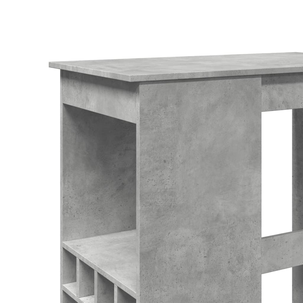 Table de bar avec étagères gris béton bois d'ingénierie - XIOS