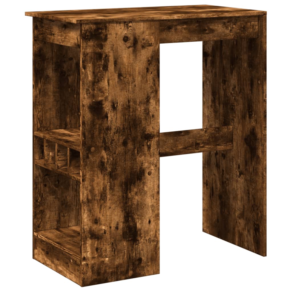 Table de bar avec étagères chêne fumé bois d'ingénierie - XIOS