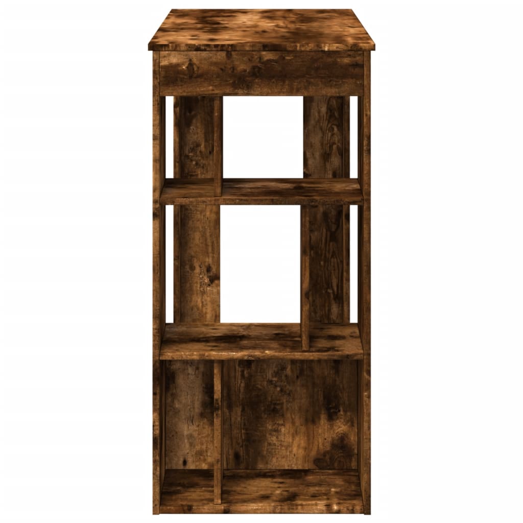 Table de bar avec étagères chêne fumé bois d'ingénierie - XIOS