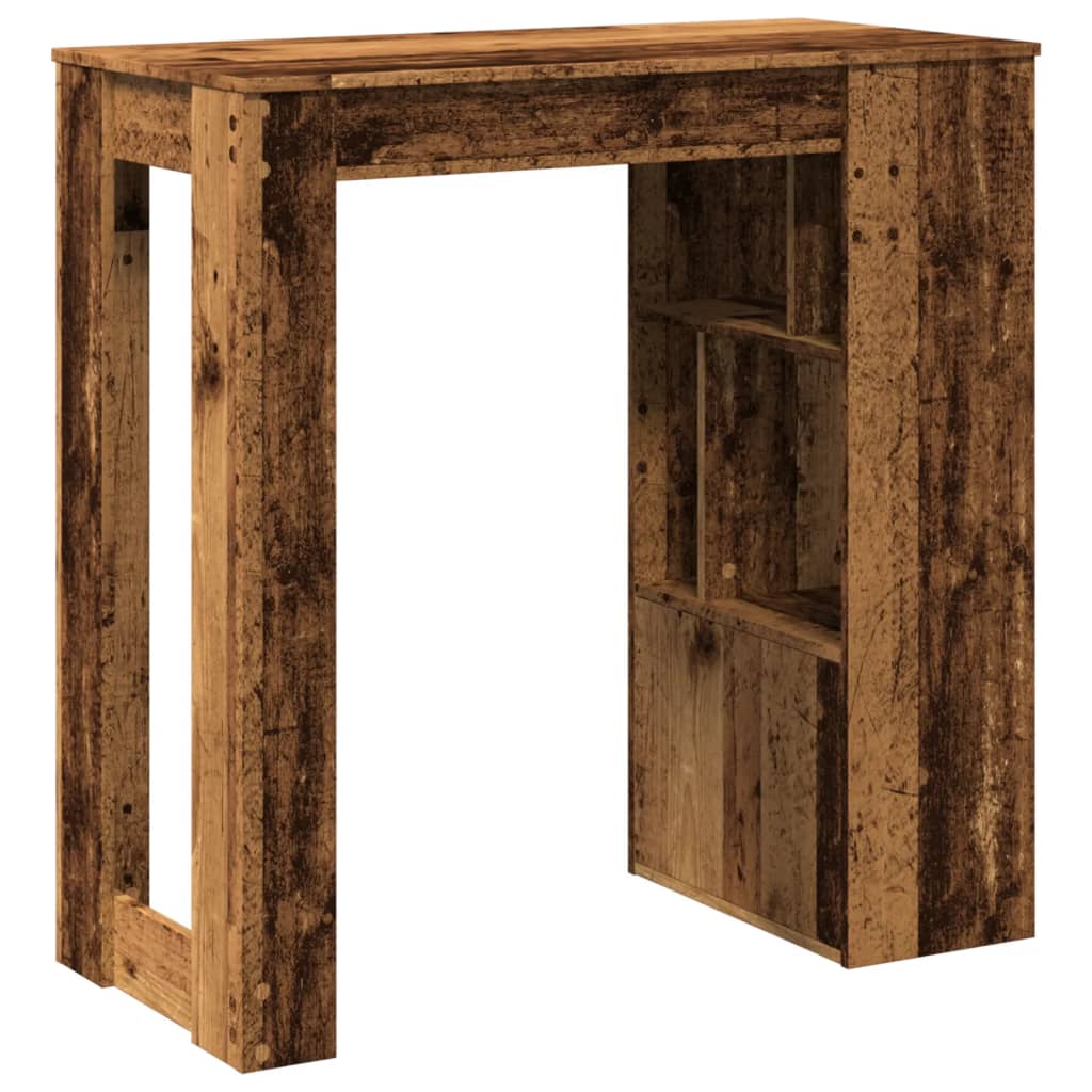 Table de bar avec étagères vieux bois bois d'ingénierie - XIOS