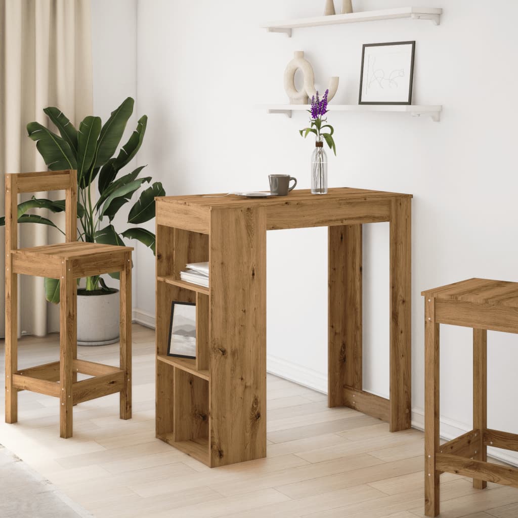 Table de bar avec étagères chêne artisanal bois d'ingénierie - XIOS